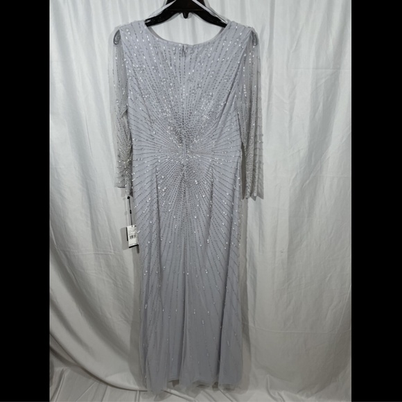 NWT Adrianna Papell‎ Sequin Beaded 3/4 Sleeve Gown - Picture 11 of 15
